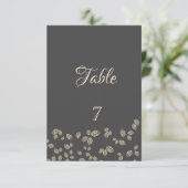 シックエレガント金ゴールド葉テーブルカード 招待状 (スタンド正面)