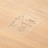 シックエレガント金ゴールド葉ブライダルシャワー アクリル招待状 (レイダウン)