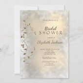 シックエレガント金ゴールド葉ブライダルシャワー 招待状 (正面)