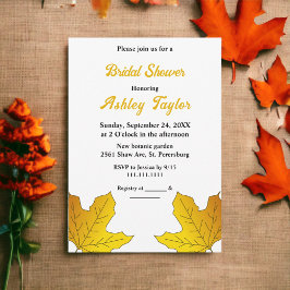 シックエレガント金ゴールド葉秋フローラブライダルシャワー 招待状