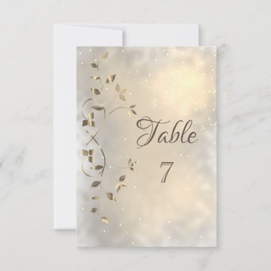 シックエレガント金ゴールド葉 招待状 (正面)