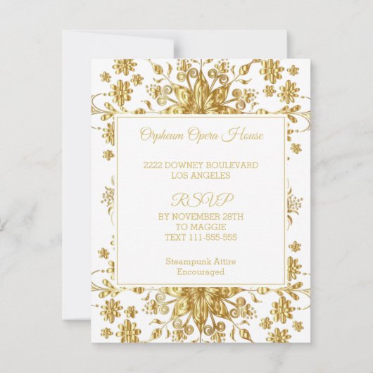 シックエレガント金ゴールド誕生日招待状 招待状 (裏面)