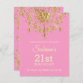 シックエレガント金ゴールド誕生日招待状 招待状 (正面/裏面)