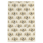 シックエレガント金ゴールド馬術帯リボンクレスト名 ミディアムペーパーバッグ (裏面)