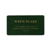 シックエレガント金ゴールド&ダークグリーン差出人住所 ラベル (正面)