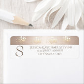 シックエレガント金ゴールド/ブロンズ紙吹雪モノグラム結婚ズ ラベル (インサイチュ)