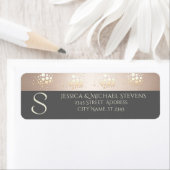 シックエレガント金ゴールド/ブロンズ紙吹雪モノグラム結婚ズ ラベル (インサイチュ)