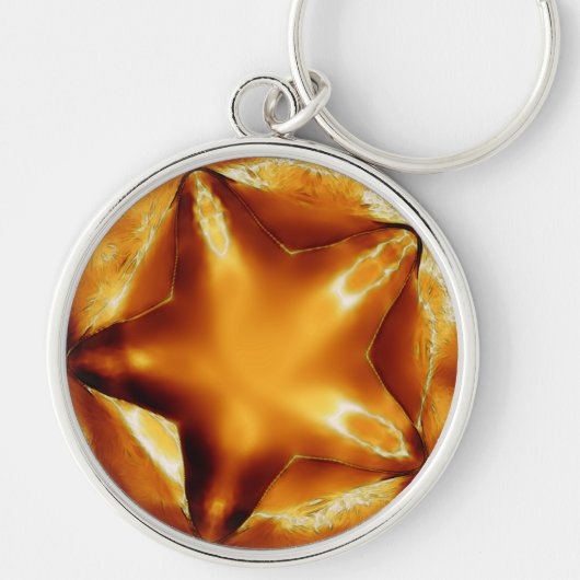 シックエレガント銅金ゴールドクリスマススター キーホルダー (正面)