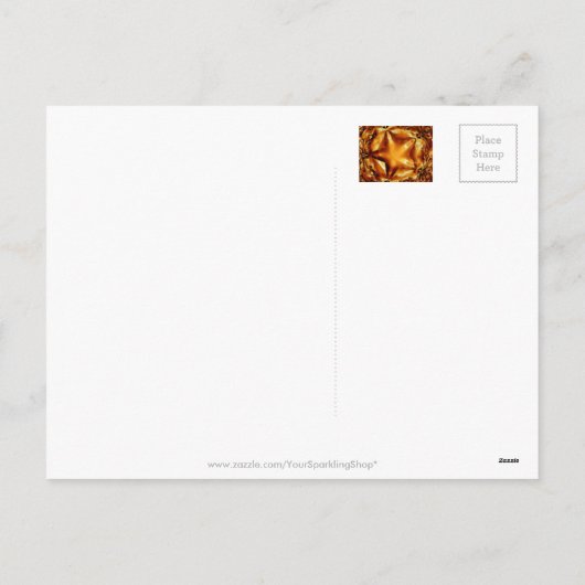 シックエレガント銅金ゴールドクリスマススター シーズンポストカード (裏面)