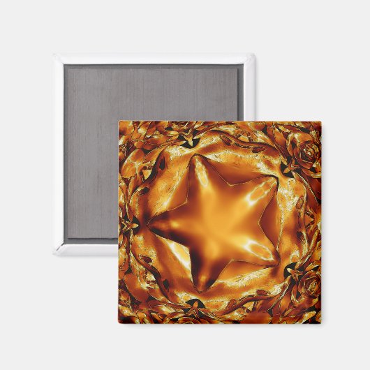 シックエレガント銅金ゴールドクリスマススター マグネット (正面/裏面)