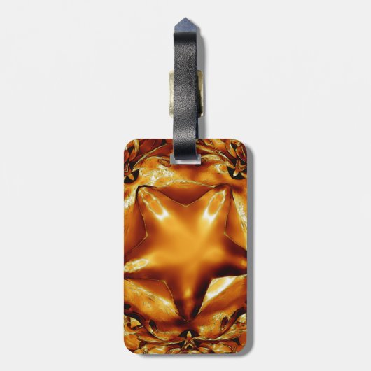 シックエレガント銅金ゴールドクリスマススター ラゲッジタグ (裏面縦)