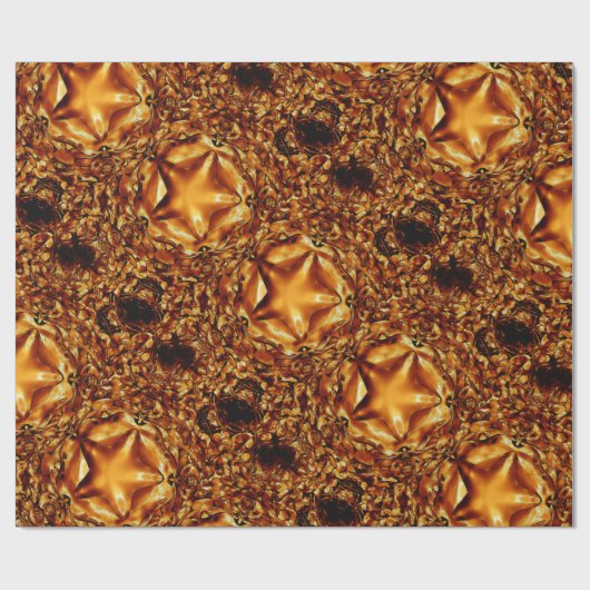 シックエレガント銅金ゴールドクリスマススター ラッピングペーパー (フラット)