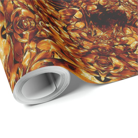 シックエレガント銅金ゴールドクリスマススター ラッピングペーパー (ロールコーナー)