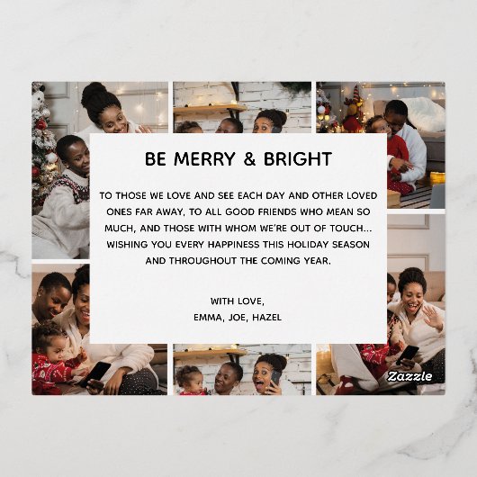 シックエレガント5モダンフォトゴールドフォイルホリデーカード 箔シーズンポストカード (裏面)