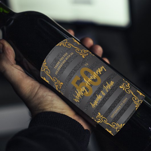 シックエレガント50周年結婚お祝い ワインラベル