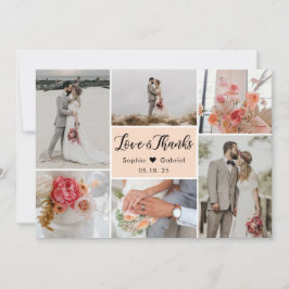 シックエレガント6フォトコラージュ結婚ズ サンキューカード