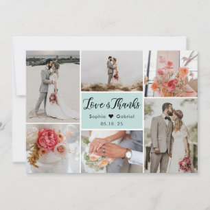 シックエレガント6 Photo Collage's 結婚 Thank You Car サンキューカード