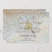 シックエレガント,グリッター,デイジー結婚式の日付を保存 セーブザデート (正面/裏面)