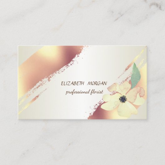 シックエレガント、ブラシのストローク、花 名刺 (正面)