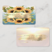 シックエレガント、モダン金ゴールドブラシストローク、ひまわり 名刺 (正面/裏面)