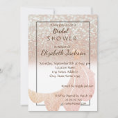 シックエレガント《写真》ぼけ味グリッター、ドレスブライダルシャワー 招待状 (正面)