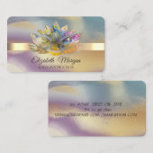 シックエレガント《写真》ぼけ味金ゴールドグラデーションカラフルス 名刺 (正面/裏面)
