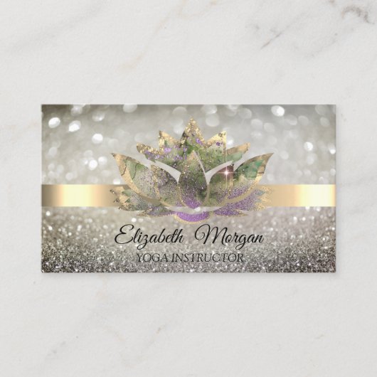 シックエレガント《写真》ぼけ味金ゴールド、ロータスヨガ 名刺 (正面)