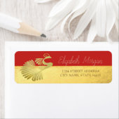 シックエレガント,金ゴールド孔雀,レッド住所 シール (インサイチュ)