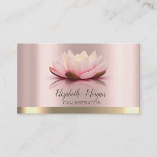 シックエレガンロータスストライプ金ゴールドヨガインストラクター 名刺 (正面)
