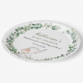 シックエレファント・グリーン男女兼用リー・ベビーシャワー  ペーパープレート (アングル)