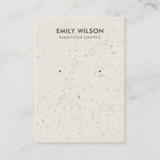 シックオフホワイトテラゾスタッドイヤリングディスプレイカード 名刺 (正面)