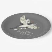 シックオリエンタルクレーンブライダルシャワー ペーパープレート (アングル)