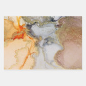 シックオレンジグレー金ゴールド抽象芸術アート ラッピングペーパーシート (正面3)