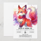 シックオンラインキツネ誕生日 招待状 (正面/裏面)