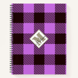 シックオーキッドブラックプレイドタータンチェックパーソナライズされた名 ノートブック