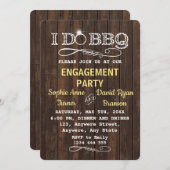 シックオールドウッドIドバーベキュー婚約パーティ招待状 招待状 (正面/裏面)