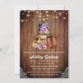 シックカウボーイブーツウェ素朴スタンブライダルシャワー 招待状 (正面)