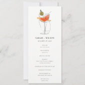 シックカクテルワインラインスケッチ結婚式 プログラム (正面)