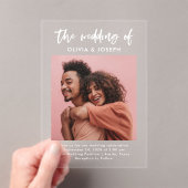 シックカジュアルなスクリプトと写真 | ウェディング アクリル招待状 (インサイチュ (ポータブル))