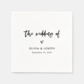 シックカジュアルスクリプトとハート | ウェディング スタンダードカクテルナプキン (正面)