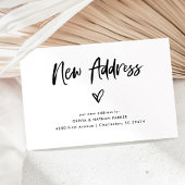 シックカジュアルスクリプトとハート | 動きのお知らせ 案内ポストカード