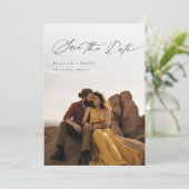シックカジュアルデザイ素朴トフォト日付を保存 招待状 (スタンド正面)