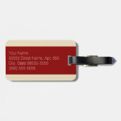 シックカジュアルベージュと赤シンプルいグランジ ラゲッジタグ (裏面横)