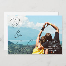 シックカジュアル手書きスタイル日付カードの保存 招待状