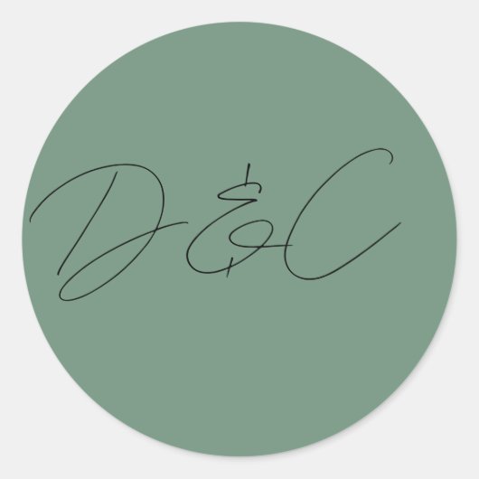 シックカジュアル手書きスタイル結婚の ラウンドシール (正面)