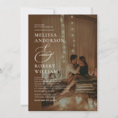 シックカジュアル金ゴールドとブラウンフォト結婚ズ 招待状 (正面)