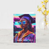 シックカスタマイズアフリカ系アメリカ人女性卒業 カード (黄色い花)