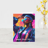 シックカスタマイズアフリカ系アメリカ人女性卒業 カード (黄色い花)