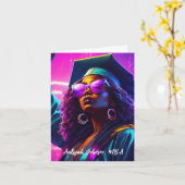 シックカスタマイズアフリカ系アメリカ人女性卒業 カード (黄色い花)