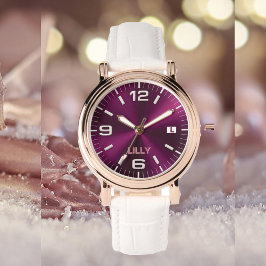 シックカスタマイズモノグラムガーリーホットピンクメタル 腕時計